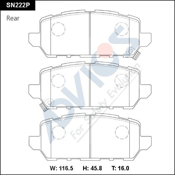 Advics SN222P - Тормозные колодки, дисковые, комплект autospares.lv