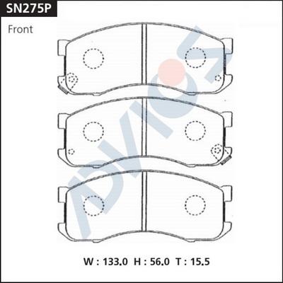 Advics SN275P - Тормозные колодки, дисковые, комплект autospares.lv