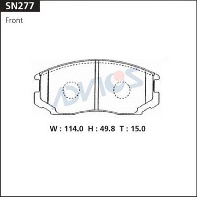 Advics SN277 - Тормозные колодки, дисковые, комплект autospares.lv