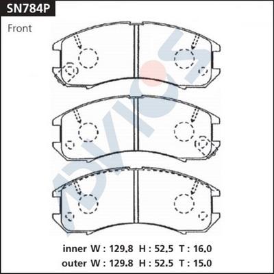 Advics SN784P - Тормозные колодки, дисковые, комплект autospares.lv