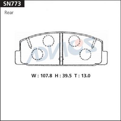 Advics SN773 - Тормозные колодки, дисковые, комплект autospares.lv