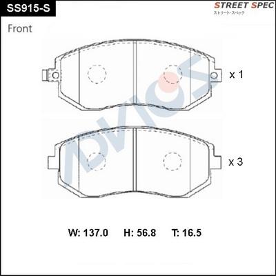 Advics SS915-S - Тормозные колодки, дисковые, комплект autospares.lv