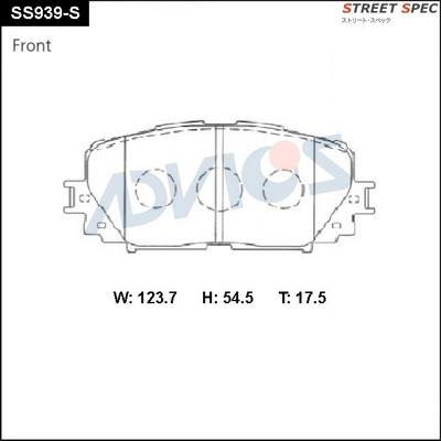 Advics SS939-S - Тормозные колодки, дисковые, комплект autospares.lv