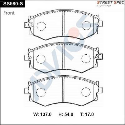 Advics SS560-S - Тормозные колодки, дисковые, комплект autospares.lv