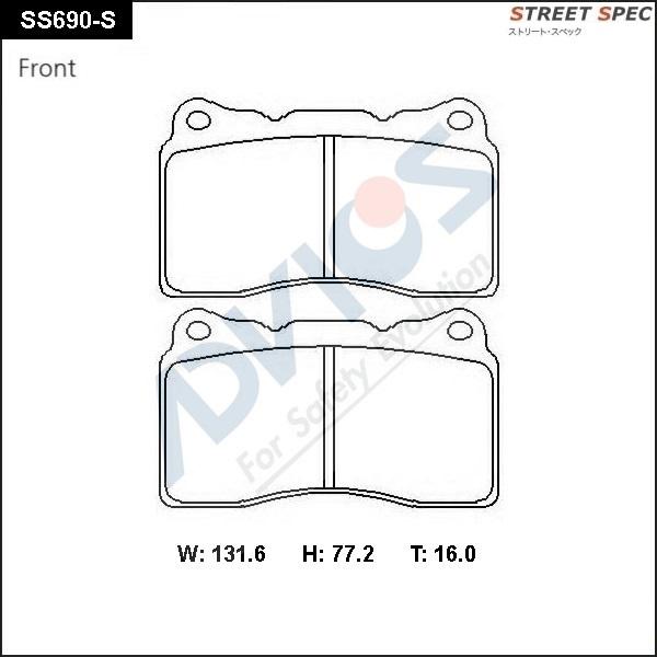 Advics SS690-S - Тормозные колодки, дисковые, комплект autospares.lv