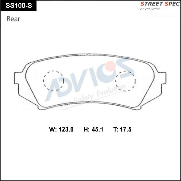 Advics SS100-S - Тормозные колодки, дисковые, комплект autospares.lv