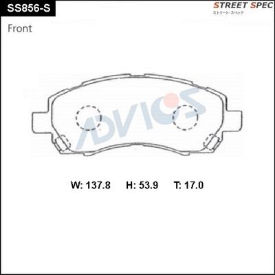 Advics SS856-S - Тормозные колодки, дисковые, комплект autospares.lv