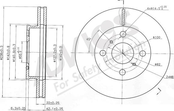 ADVICS-SEA A6F450 - Тормозной диск autospares.lv