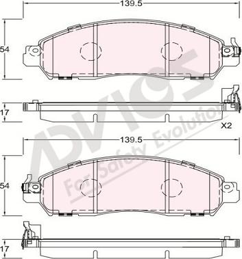 ADVICS-SEA B1N252 - Тормозные колодки, дисковые, комплект autospares.lv