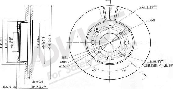 ADVICS-SEA C6F563 - Тормозной диск autospares.lv