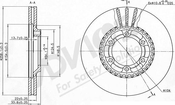 ADVICS-SEA D6F279 - Тормозной диск autospares.lv