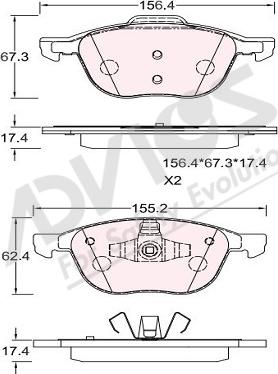 ADVICS-SEA E1N091 - Тормозные колодки, дисковые, комплект autospares.lv