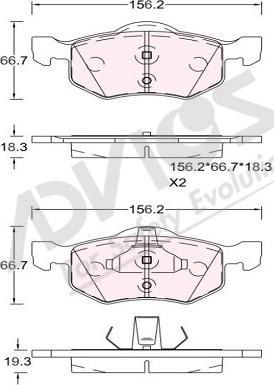 ADVICS-SEA E1N066 - Тормозные колодки, дисковые, комплект autospares.lv