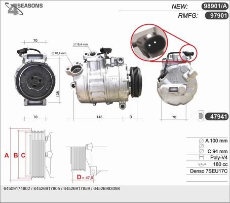 AHE 98901/A - Компрессор кондиционера autospares.lv