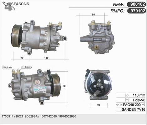 AHE 980102 - Компрессор кондиционера autospares.lv