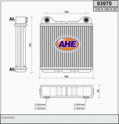 AHE 93970 - Теплообменник, отопление салона autospares.lv