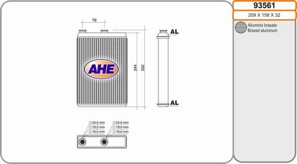 AHE 93561 - Теплообменник, отопление салона autospares.lv