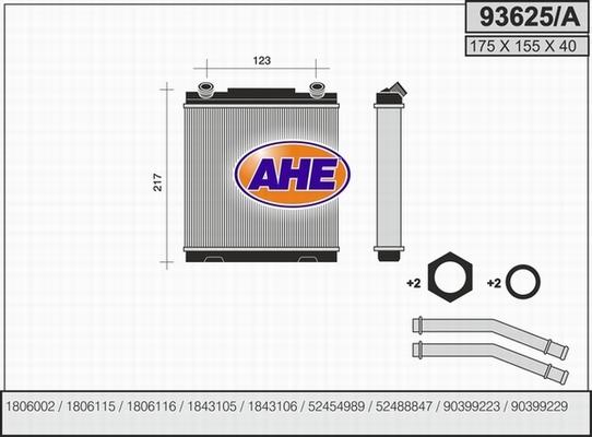 AHE 93625/A - Теплообменник, отопление салона autospares.lv