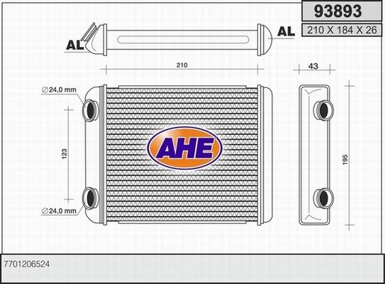 AHE 93893 - Теплообменник, отопление салона autospares.lv