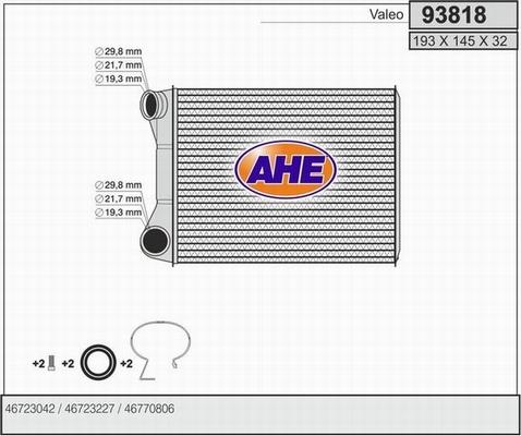 AHE 93818 - Теплообменник, отопление салона autospares.lv