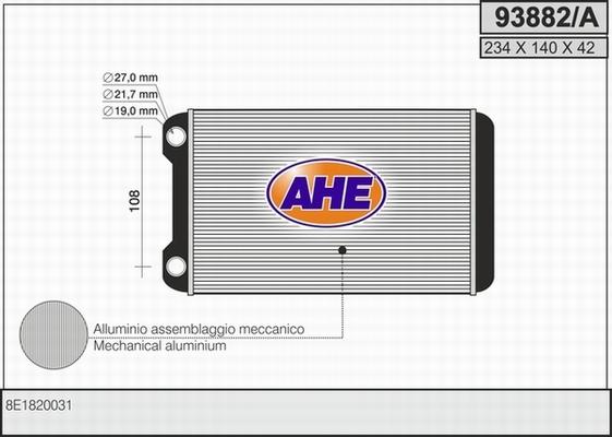 AHE 93882/A - Теплообменник, отопление салона autospares.lv