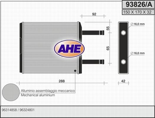 AHE 93826/A - Теплообменник, отопление салона autospares.lv