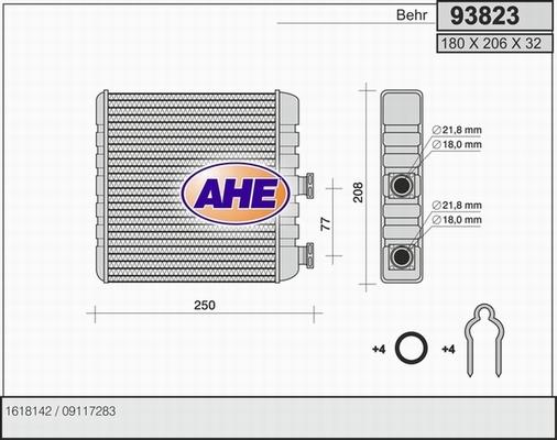 AHE 93823 - Теплообменник, отопление салона autospares.lv