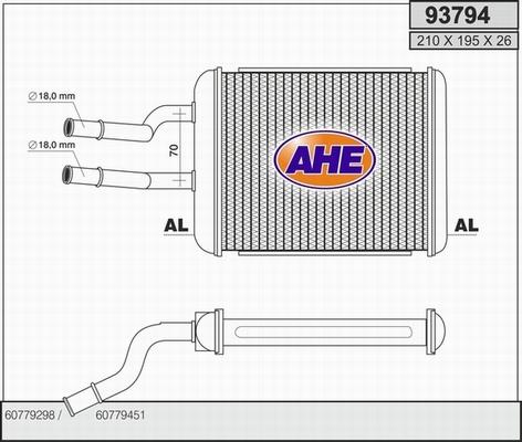 AHE 93794 - Теплообменник, отопление салона autospares.lv