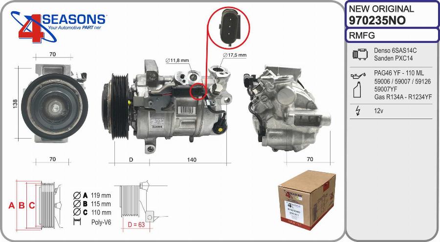 AHE 970235NO - Компрессор кондиционера autospares.lv