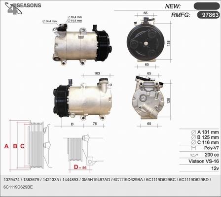 AHE 97863 - Компрессор кондиционера autospares.lv