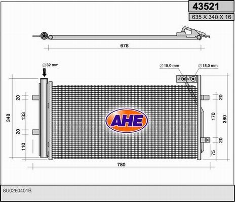 AHE 43521 - Конденсатор кондиционера autospares.lv