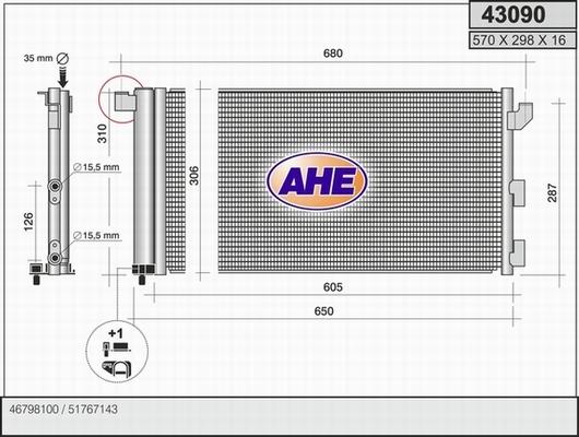 AHE 43090 - Конденсатор кондиционера autospares.lv