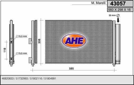 AHE 43057 - Конденсатор кондиционера autospares.lv