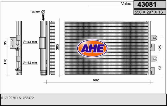 AHE 43081 - Конденсатор кондиционера autospares.lv