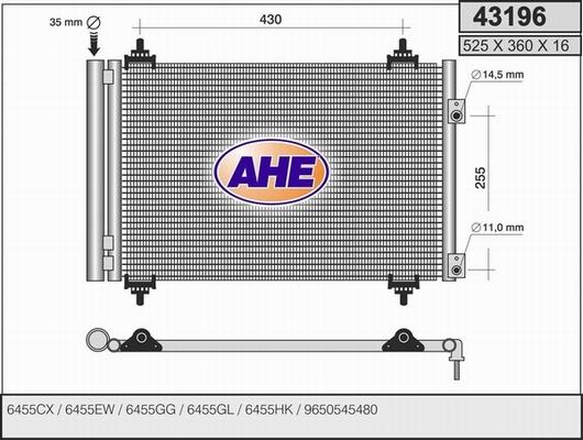 AHE 43196 - Конденсатор кондиционера autospares.lv