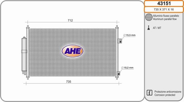 AHE 43151 - Конденсатор кондиционера autospares.lv