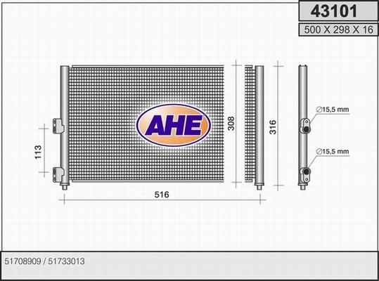 AHE 43101 - Конденсатор кондиционера autospares.lv