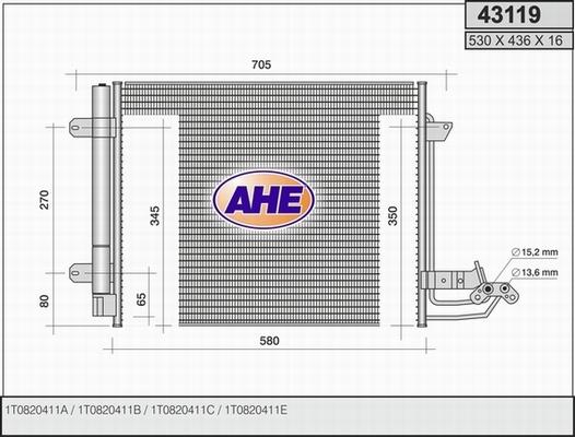 AHE 43119 - Конденсатор кондиционера autospares.lv