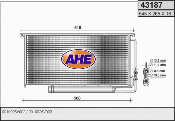 AHE 43187 - Конденсатор кондиционера autospares.lv