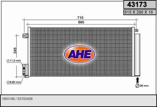 AHE 43173 - Конденсатор кондиционера autospares.lv