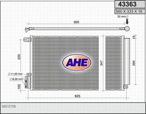 AHE 43363 - Конденсатор кондиционера autospares.lv