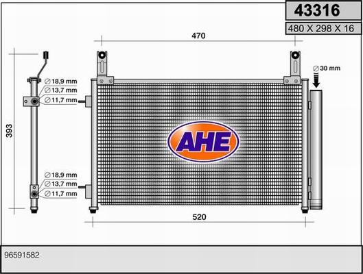 AHE 43316 - Конденсатор кондиционера autospares.lv