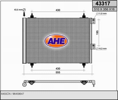 AHE 43317 - Конденсатор кондиционера autospares.lv