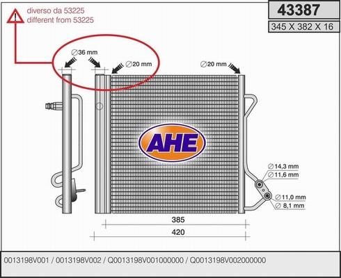 AHE 43387 - Конденсатор кондиционера autospares.lv