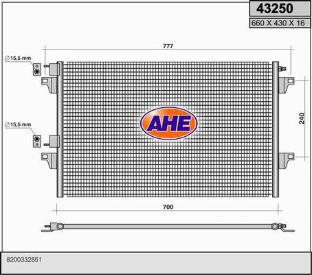 AHE 43250 - Конденсатор кондиционера autospares.lv