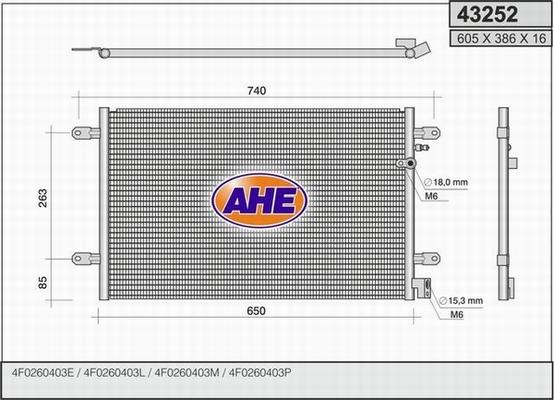 AHE 43252 - Конденсатор кондиционера autospares.lv