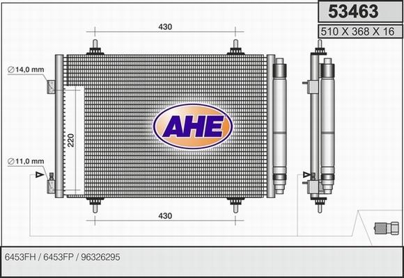 AHE 53463 - Конденсатор кондиционера autospares.lv