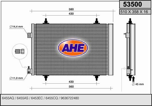 AHE 53500 - Конденсатор кондиционера autospares.lv