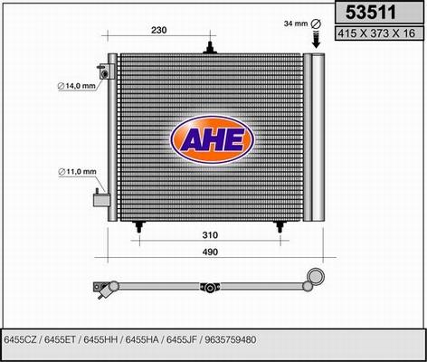 AHE 53511 - Конденсатор кондиционера autospares.lv