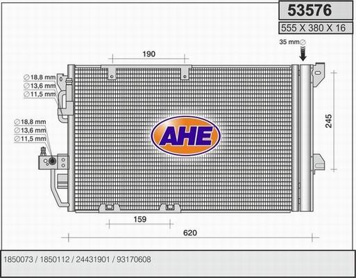 AHE 53576 - Конденсатор кондиционера autospares.lv